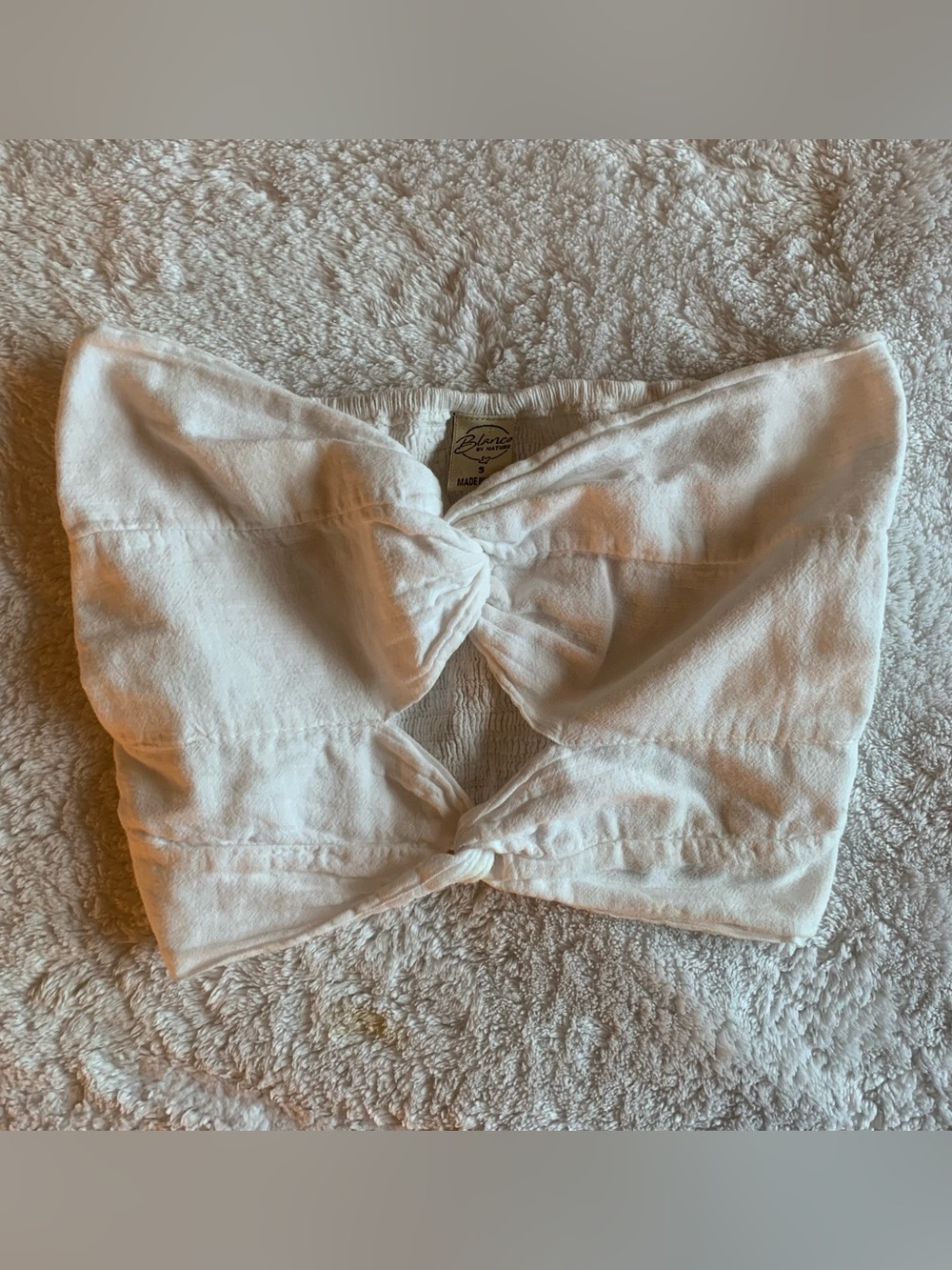 Blanco by Nature Sofia Double Twist Tube Top Crop Top White Size Small